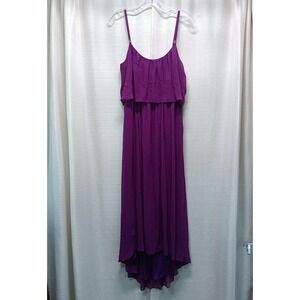 White House Black Market Purple High-Low Maxi Dress Popover Chiffon Size 8